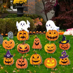 Amyhill 12 Pcs Halloween Pumpkin Ghost Yard Signs with Witch Hats Outdoor by Amyhill