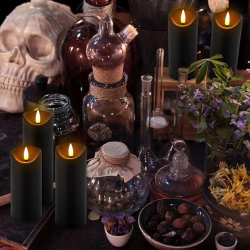 24 Pack Black Halloween Decoration Flickering Flameless Candles(D2.2 xH 5" 6" 7"), Battery Operated LED Pillar Candles with Remote Control and Timer,for Home Decor. - Image 5