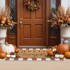 Tinideya 2 Pcs Hello Pumpkin Layered Doormat Set, White Orange - Image 6