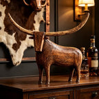 Vintage Longhorn Bull Sculpture - Image 4
