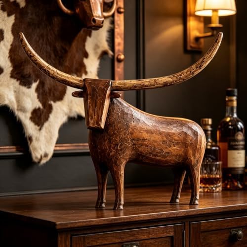 Vintage Longhorn Bull Sculpture - Image 4