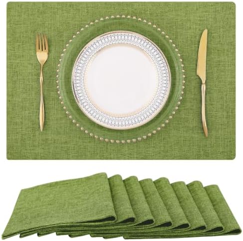 homing Faux Cotton Linen Placemats Set of 8, Cloth Dining Table Mats by homing