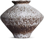 Wabi Sabi Rusty Vintage Vase, 11.4" Tall Wabi Sabi Decor Rustic Farmhouse Pottery Vase for Centerpiece, Textured Pottery Flower Vases for Home Decorative, Table, Living Room (Rusty White, Large) by QIANLING
