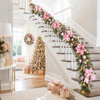 Garvee 6ft Pink Christmas Garland with Lights, Prelit Garland for Mantle - Image 7