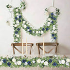 2 Pack 6.2Ft Blue White Flower Garland Artificial Eucalyptus Flower Garland - Image 7