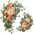 Odouzy Artificial Wedding Arch Flowers for Wedding Sign,Set of 2 for Welcome Ceremony Sign,Faux Floral Swags,Banquet and Reception Backdrop Floral Decoration (Orange) by Odouzy
