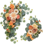 Odouzy Artificial Wedding Arch Flowers for Wedding Sign,Set of 2 for Welcome Ceremony Sign,Faux Floral Swags,Banquet and Reception Backdrop Floral Decoration (Orange) by Odouzy