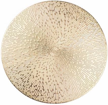 Snowkingdom Round Gold Placemats Set of 12, Gold Vinyl Metallic 15 Inch Round Placemat, Washable Wipeable Hollow Place Mats Non Slip Dining Table Mats for Halloween Wedding Party Christmas Decoration by Snowkingdom