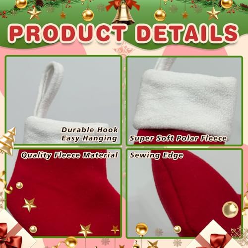 12Pack Mini Christmas Stockings 7" Traditional Xmas Stocking for Family Holiday Party Decor and Xmas Tree Fireplace Merry Christmas Ornament Gifts(Multi-Mini) - Image 3
