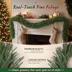 Grooy 6FT Christmas Norfolk Pine Garlands Set of 2 for Mantel Decor - Image 4