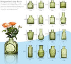 Glass Bud Vases Set of 32 - Green Assorted Small Mini Glass Vases for Flowers, Crystal Vintage Vase Set, Bulk Centerpieces for Table Décor, Wedding, Home and Events (Green, 32 Pcs) - Image 7
