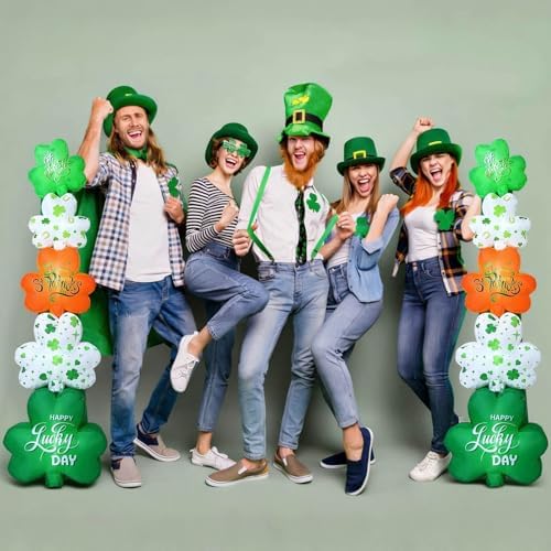 Fourluoo 2 Pcs 5.3ft St Patricks Day Inflatable Shamrock Outdoor Yard Decoration Blow up Shamrock Yard Decor with LED Lights Lucky Cheerful Green Clover for Irish Party Indoor Garden Lawn Porch Decor - Image 6