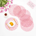 IcosaMro Round Woven Placemats Set of 12 for Dining Table, 15 Inches Paper Boho Decorative Circle Place Mats for Wedding Christmas Thanksgiving Day Holiday Dinner (Pink) by IcosaMro