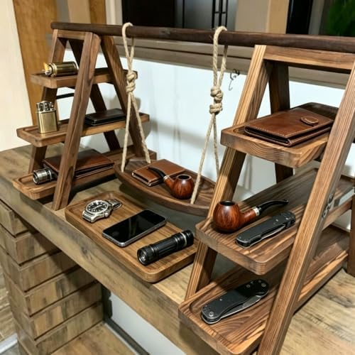 3 Tier Swing Wooden Cupcake Stand, Foldable Removable Serving Platter Tray - Image 6