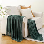 BATTILO HOME Dark Green Throw Blanket for Couch, 60"x80" - Image 3