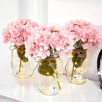 4 Sets Hydrangea Mason Jar Centerpiece with LED Lights for Wedding - Image 5