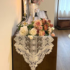 Lace Table Runner Exquisite Embroidery Floral,UWWGKK Table Runners with Tassel Retro French Country Style,for Wedding Decor,Afternoon Tea,Bed Runner,Piano Top Cover,13x122 Inch by UWWGKK