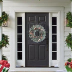 24 Inch Winter Christmas Frosted Pine Wreath for Front Door, Winter Wreath with Pine Cones Gingerbread Men Star for Indoor Outdoor, Winter Christmas Star Wreaths for Home Decor - Image 5