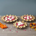 eCraftIndia Set of 3 Golden Metal Handcrafted Decorative Urlis Bowl for Floating Flowers - Diwali Decoration Items for Home Decor- Housewarming, Diwali Gift. by eCraftIndia