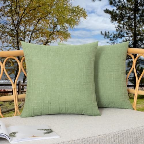 Kevin Textile Outdoor Waterproof 26”x26” Pillow Covers 2 Pack, Sage Green by KevinTextile
