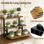 Lilybud--lily 3 Tier Cupcake Stand, Wooden Risers Display Stands Stepped Dessert Table Display Set with Metal Frame Tiered Tray Stand Serving Trays for Party Farmers Market Display 2 Pack - Image 5