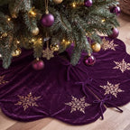 Hollowfly Purple Velvet Christmas Tree Skirt with Sequin Snowflake 48'' by Hollowfly