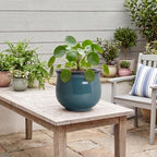 8 Inch Ceramic Self Watering Plant Pots, Ceramic Planter, Retro Blue - Image 5