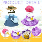 Abbylike 2 Set Spring Porch Goose Outfits Gardener Goose Clothes Purple and Blue for 23" Cement Plastic Geese with Flower Pot and Watering Can Summer Duck Costume for Patio Lawn Outdoor Patio Decor - Image 3