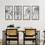 Bakovity Black Metal Wall Art, Abstract Woman Wall Decor, Minimalist Flower Line Decor, Modern Aesthetic Metal Wall Art for Bedroom Bathroom Living Room (4 Pcs, 17 x 9 in) - Image 7