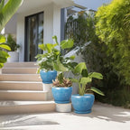Ceramic Plant Pots, 10+8+6 Inch Ceramic Planters Indoor, Blue - Image 7