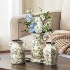 Ceramic Flower Vase Set for Home Decor, Vintage Green Vase (6+6+7 Inch) - Image 4