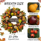 24 Inch Fall Wreaths for Front Door, Autumn Harvest Wreath with Pears - Image 2