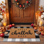 Moucuny 2 Pcs Happy Challah Days Doormat, Hanukkah Outdoor Decor, Non-Slip by Moucuny