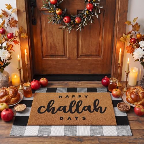 Moucuny 2 Pcs Happy Challah Days Doormat, Hanukkah Outdoor Decor, Non-Slip by Moucuny