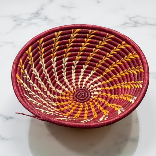 Handwoven African Basket Bowl for Fruits Wall Decor 10in diameter - Image 2