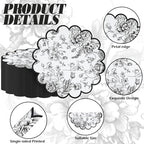 Stuffygreen 100 Pcs Black Floral Paper Placemats with Scalloped Edges 15 Inch Chinoiserie Paper Table Mats Vintage Floral Place Mats for Dining Parties Weddings Holidays Table Decorations - Image 3