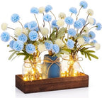 Suncalla 3pcs Blue White Fake Kiku Flowers Mason Jar Centerpiece by Unknown