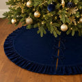 60 Inch Large Christmas Tree Skirt, Navy Blue Velvet with Ruffled Edge for Big Trees Decorations for Home Party Festival by Amidaky