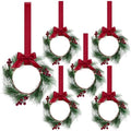 Crowye 6 Pcs Mini Christmas Wreaths Kitchen Cabinet Door, Burgundy Red by Crowye