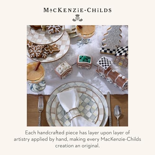 MACKENZIE-CHILDS Enamel Napkin-Ring Set, Brown-and-White Mocha Check - Image 6