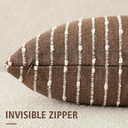 Foindtower Decorative Striped Boucle Throw Pillow Covers 24x24 Inch Brown - Image 3