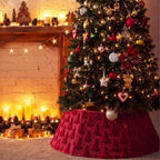 Soulchen 30 Inch Christmas Tree Collar Burgundy Xmas Tree Skirt Ring Jacquard Velvet Foldable Christmas Base Cover for Xmas Base Stand Cover Holiday Party Indoor Home Decorations - Image 3
