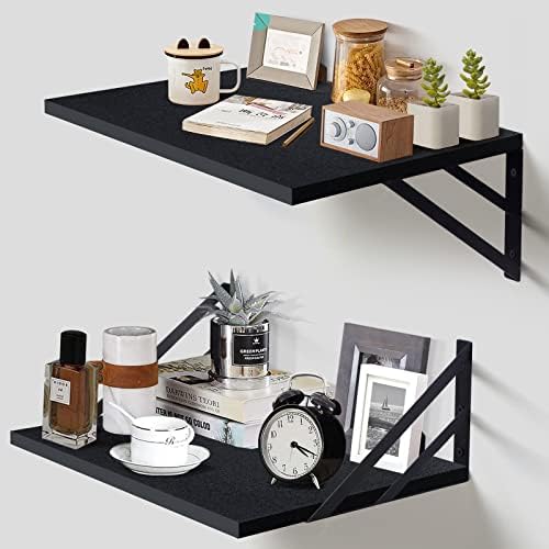 Tectocker-DOU 2 Pc Deep Floating Wall Shelves, Heavy Duty, 16x12, Black by Tectocker-DOU