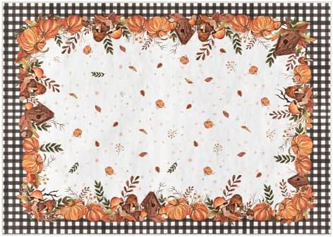 Artoid Mode Buffalo Plaid Pumpkins Mushrooms Birdhouse Leaves Fall Area Rug, Autumn Thanksgiving Home Decor Low-Profile Washable Area Rugs for Entryway Bedroom Living Room Laundry Room Indoor 5x7 Feet by ArtoidMode