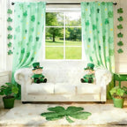 youleyar St. Patrick's Day Curtains for Living Room, 96 Inch Length Shamrock Clover Gold Coin Printed Pattern Curtain, Rod Pocket Window Drapes Decorations for Bedroom Dining Room Drapes, 52W x 96L - Image 6
