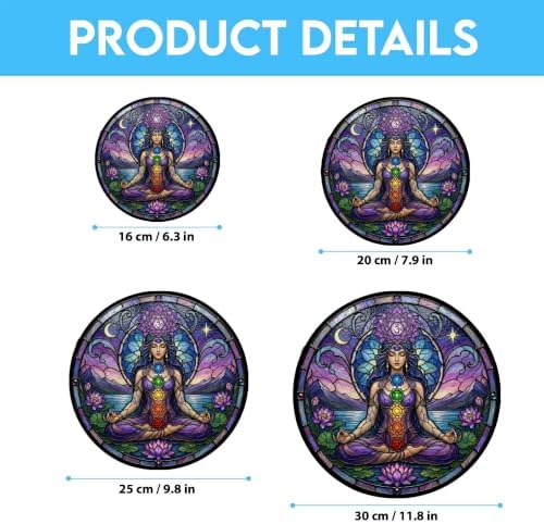 7 Chakra Yoga Meditation Stained Glass Suncatcher 7.9" - Image 6