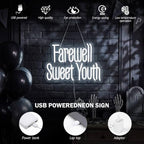 Zhengmy Farewell Sweet Youth Neon Sign, USB Powered Birthday Wall Decor - Image 4