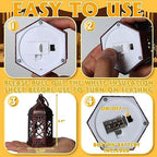 12-Pcs Mini Lanterns, Small Candle Lanterns Decorative, LED Tea Light Lantern Ramadan Decorations, Hanging Lantern, Centerpiece for Wedding Table, Battery Included(Rose Gold) - Image 4