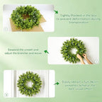 Large Boxwood Wreath for Front Door, 28" Artificial Spring and Summer Greenery Wreathwith White Flower Buds, All-Season Home Decor for Walls, Windows, Parties, Weddings, Indoor Outdoor - Image 5