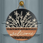 Dazingart 16" 3D Wooden Welcome Sign, Wildflower Front Door Hanger, All Season Farmhouse Outdoor Porch Decor (Welcome Black) - Image 3